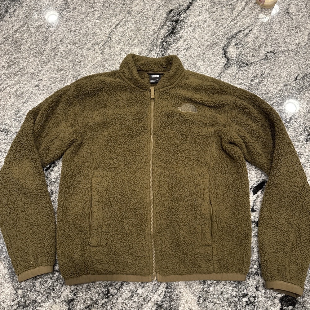Womens The North Face Dark Green Sherpa Full Zip Jacket Medium #120